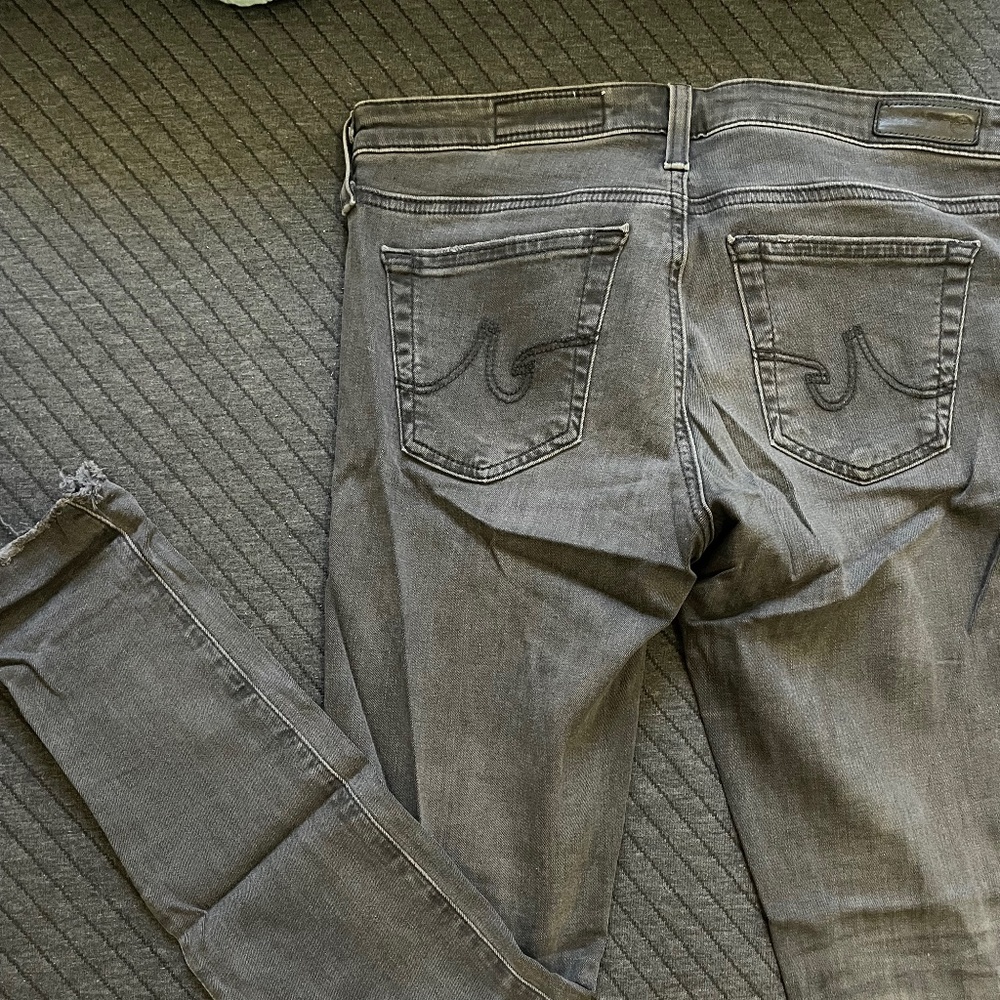 AG Distressed Charcoal Denim Jeans